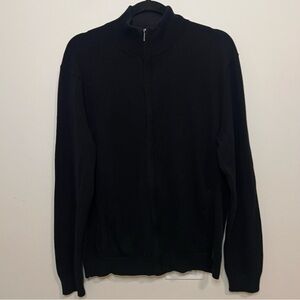 Calvin Klein Men's Black Zip-Up Sweater Cotton Minimalist Office Work Business